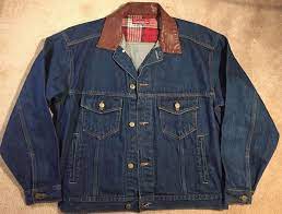 Vintage Marlboro Denim Jean Jacket Leather Collar Heavy Men S Medium Manner Outfit