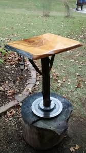 Driftwood Table With Maple Top And Brake Rotor Base Car Part Furniture Recycled Metal Art Driftwood Table