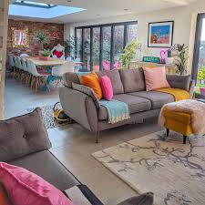 House Tour A Fabulously Fun Colourful Family Home Audenza Colourful Living Room Open Plan Living Room Open Plan Kitchen Living Room