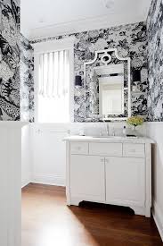 Black And Silver Wallpaper Bedroom Black And Silver Powder Room With Chiang Mai Dragon Smoke Wallpaper Transitional Bathro Silver Wallpaper Bedroom Black And Silver Wallpaper White Beadboard