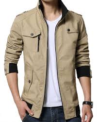 Men S Solid Cotton Casual Wear Stand Collar Jacket Khaki C212n2620v7 Jackets Men Fashion Mens Winter Fashion Hipster Mens Fashion
