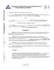 Signnow combines ease owwa membership form businesses have already gone paperless, the majority of are sent through. Edsp New Scholarship Agreement Pdf Overseas Workers Welfare Administration Scholarship Agreement This Agreement Is Entered By And Between And Among Course Hero