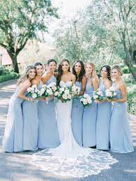 Hayley Paige Bridesmaids Dresses In A Gorgeous Shade Of Blue Elegant Romantic Outdoor W Wedding Bridesmaid Dresses Blue Bridesmaid Dresses Blue Bridesmaids