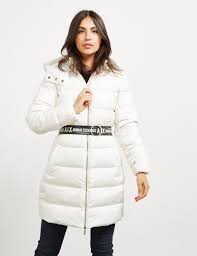 No surprises, just a classic cut. Armani Exchange Belt Parka Jacket White Lyst