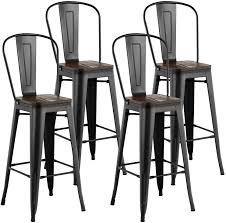Shop dining chairs in all styles with multiple fabric options to match your unique space. Buy Mecor Metal Bar Stools Set Of 4 With Removable Backrest 30 Dining Counter Height Chairs With Wood Seat Metal Frame For Patio Black Online In Indonesia B08hghbp5l