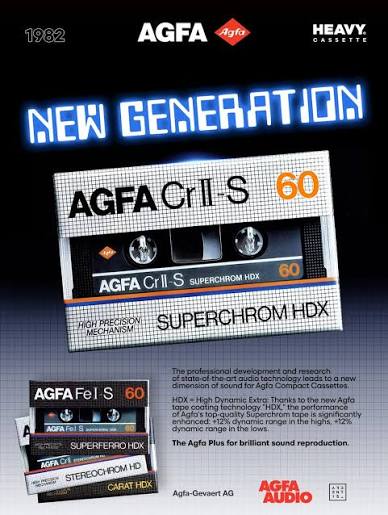 AGFA Cr-IIs, new generation cassette lineup, 1982 🇩🇪 Reproduction of  original German ad. #agfa #cassette #cassetteculture #vintageaudio  #backtothe80s