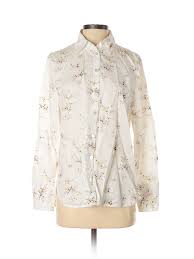 Details About Massimo Dutti Women Ivory Long Sleeve Button Down Shirt 8