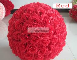 2 kissing flower balls material: Rose Flower Pomander Wedding Decoration Ball Silk Kissing Ball Rose Flowers Balls Wholesale Discount