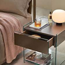 The Dino Bedside Table By Fiam Available In White Black Or Dark Brown Fiam Fiamitalia Gla Bedside Table Design Bedroom Bedside Table Bedside Table Brown