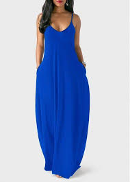Pocket Decorated Royal Blue Maxi Dress Rotita Com Usd 23 22 Red Dress Maxi Royal Blue Maxi Dress Maxi Dress