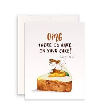 Bunny Carrot Cake Birthday Card Funny Omg Hare In Your Cake Etsy New Zealand