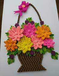 Quilling Flowers Basket Quilling Paper Art Original Paper Etsy In 2021 Paper Quilling Designs Quilling Flowers Quilling Paper Craft