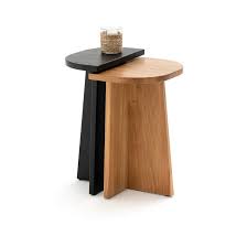 Small nightstands are often the right choice in cozy bedrooms. Budi Set Of 2 Bedside Tables In Solid Oak Black Wood La Redoute Interieurs La Redoute