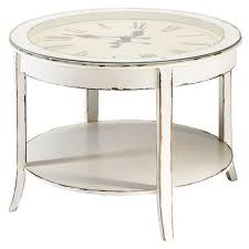 Mesa Baja Redonda Reloj De Cristal Y Madera Blanca Envejecida Diam 72 Cm Maisons Du Monde Table Basse Blanche Table Basse Ronde Table Basse