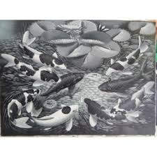  Lukisan Objek Motif Ikan Koi Hitam Putih Tinggi 60cm Lebar 80cm Bahan Canvas Sangat Cocok Untuk Dijadikan Sebagai Pajangan Di Ru Ikan Koi Abstrak Gambar