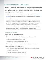 An estate is required to file an income tax return if assets of the estate generate more than $600 in annual income. Https Www Lawdepot Com Contracts Static Forms Executor Duties Checklist Pdf Loc Au