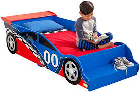 52 bedroom design ideas for teenagers 52 photos. Amazon Com Kidkraft Wooden Racecar Toddler Bed With Built In Bench And Bed Rails Red And Blue Gift For Ages 15 Mo Furniture Decor