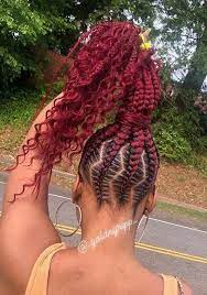 Bold Red Braided Ponytail Braids Feed In Braids Ponytail Braided Ponytail Hairstyles Braided Hairstyles Easy