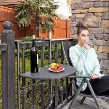 If you live in an apartment and are blessed enough to have a balcony that. Songmics Hanging Balcony Table Attachable Railing Table Outdoor Folding Deck Table Adjustable Heights For Balcony Terrace Patio Rattan Like Style Black Gpt07bk