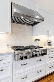 White Herringbone Kitchen Backsplash Tiles Transitional Kitchen Trendy Kitchen Backsplash Kitchen Backsplash Designs Home Kitchens