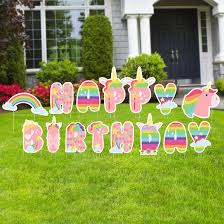 Check out our yard letters selection for the very best in unique or custom, handmade pieces from our banners & signs shops. Unicorn Rainbows Birthday Lawn Letters