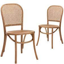Set of 4 mid century modern dining chairs , rattan frames with woven. Temple Webster Antique Brown Luca Beech Wood Rattan Dining Chairs Reviews