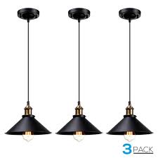 Leonlite 3 Pack Industrial Pendant Lighting For Kitchen Pendant Ceiling Light Led Ceiling Fixtures With Matte Black Metal Led Ceiling Light For Dining Room Walmart Com Walmart Com