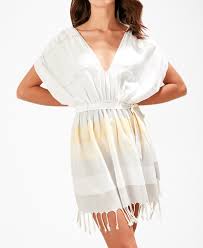 white tassel detailed beach dress