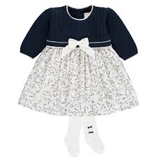 Emile Et Rose Girls Nelly Navy Knit Top Dress And Tights