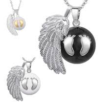 Eudora Baby Angel Caller Bola Ball Pendant Baby Footprints Chime Sound Harmony Bola Wing Necklace Pregnancy Ball Jewelry For Mom Pendants Aliexpress