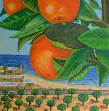 برتقال يافا لوحة للفنان التشكيلي محمد الكرنز art art works painting