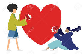 The red hearts make us feel like love and happiness is all around. Young People Are Helping Each Other To Jigsaw Puzzles Valentine Day Cartoon Vector Illustration Royalty Free Cliparts Vectors And Stock Illustration Image 126478156