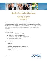 Disabled world digest of disability insurance claims and benefits information. Benefits Financial And Insurance Hdsa Center Of Excellence Uc Davis Medical Center