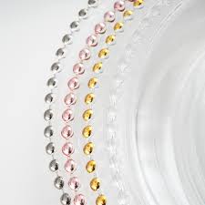 We are an established manufacturer, supplier and exporter of gold beaded clear glass charger plates. 8 Pc 12 Glass Charger Plates Clear Beaded Rim Wedding Party Catering Table Sale Ebay