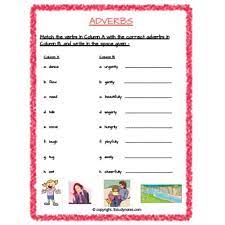 Test yourself with our free english language quiz about 'there is or there are'. English Adverbs Match The Following Worksheet 3 Grade 2 Estudynotes
