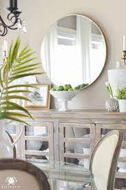 Shades Of Summer Home Tour With Neutrals And Naturals Kelley Nan Mirror Dining Room Round Dining Room Dining Room Buffet