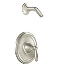 Moen Brantford Single Handle Posi Temp Shower Only Trim Kit In Brushed Nickel Valve Not Included T2152nhbn The Home Depot Moen Brantford Brantford Shower Faucet