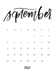 September Brush Calligraphy Calendar 2016 Cable Car Couture Check out 2020 calendar monthly in various calendar formats for free. september brush calligraphy calendar