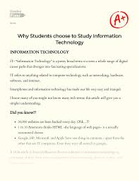 I define my objectives as i see them. Why Students Choose To Study Information Technology Essay Example 735 Words Gradesfixer