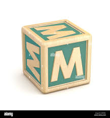 Letter M wooden alphabet blocks font rotated. 3D Stock Photo - Alamy