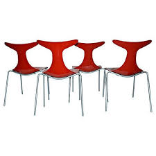 So Cool Set Of 4 765 Sculptural Italian Red Dining Chairs Set Of 4 Chairish Chair Red Dining Chairs Dining Chairs