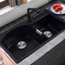 A pure quartz, marble, granite, or slate kitchen sink will cost at least $1000, not including installation. Home Garden Matte Black 32 Granite Kitchen Sink Drop In Sink Double Bowl Kitchen Sink Drain Sinks