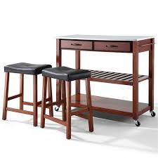 Save up to 35% on your first kohl's charge order! Crosley Stainless Steel Top Kitchen Cart With Saddle Stools In Cherry Kf300524ch