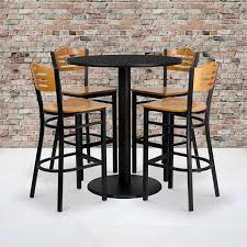 Dorel living aubrey 5 piece pedestal dining set. Flash Furniture Md 0020 Gg 36 Round Table 4 Bar Stool Set Black Laminate Top