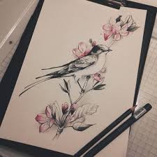 Bird And Flower Tattoo Designs Pin By Unscripted Ink On Malen Bird And Flower Tattoo Bird Drawings Tattoos