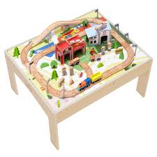 Black friday toys model train accessories playset kidkraft toy store train table kids room imaginative play wooden train set table. Teamson Kids Wooden Train Set With Wooden Play Table Track 85 Pieces Brio Comp Ps T0004 Buy Online In Bahamas At Bahamas Desertcart Com Productid 159270638