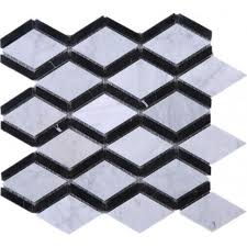 Black And White Diamond Pattern Tile Diamond Pattern White Black Carrara Marble Mesh Mounted Mosaic Tile Marble Mosaic Tiles Marble Mosaic Mosaic Tiles