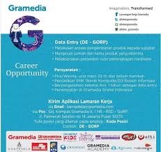 Persyaratan melamar kerja ke indogrosir : Lowongan Kerja Lowongan Kerja Data Entry Gramedia