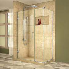 Dreamline Unidoor Plus 43 5 In W X 30 3 8 In D X 72 In H Frameless Hinged Shower Enclosure In Chrome Shen 24435300 01 The Home Depot In 2021 Corner Shower Enclosures Corner Shower Shower Enclosure