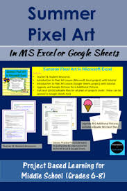 Summer Pixel Art In Microsoft Excel Or Google Sheets Innovations In Technology Middle School Middle School Student Fun Lessons